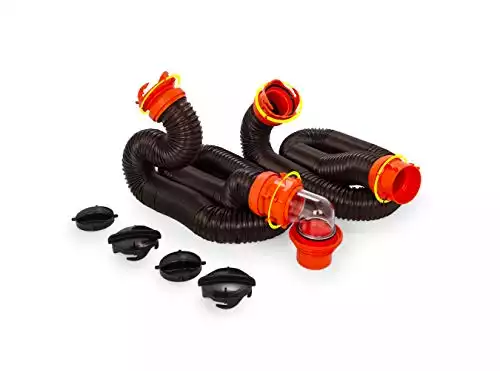 Camco 20' RhinoFLEX 20-Foot RV Sewer Hose Kit with 4-in-1 Dump Station Fitting
