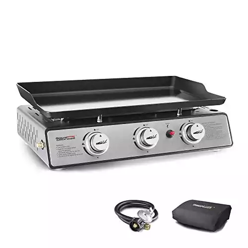 Royal Gourmet Portable 24-Inch 3-Burner Table Top Gas Grill Griddle with Cover